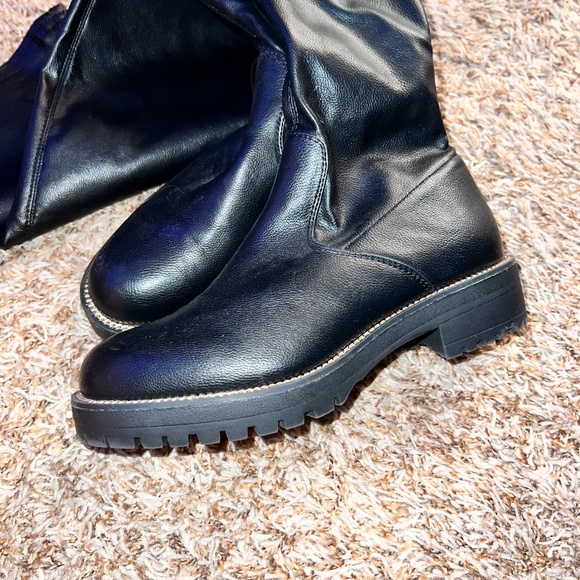 ASOS Design Kate Flat Over the Knee Faux Leather Black Boots - Size 6 - Picture 7 of 12